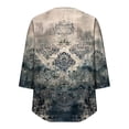 thumbnail image 7 of Levmjia Womens Tops Fashion 3/4 Sleeve Pleated Tunic Casual Blouse Round Neck Printed Polyester Shirt Loose Fit Comfortable Vacation, 7 of 7