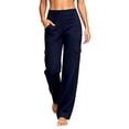 thumbnail image 5 of Inleife Women Solid Cargo Yoga Pants High Waist Flared Workout Trousers Multi Pockets Casual Daily Loungewear, 5 of 6