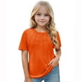 thumbnail image 5 of Girls Short Sleeve T Shirts V Neck Summer Casual Tops Unisex Child Cotton Plain Basic Tshirts (13 Years, Orange), 5 of 5
