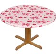 thumbnail image 2 of muroi Heart Cherry Pink Bows Round Fitted Tablecloth with Elastic Protector Table Kitchen Dinner Waterproof Oil-Proof Table Covers Fits 40"-44", Small, 2 of 6