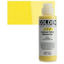 Golden Fluid Acrylic Paint, 4 oz, Cadmium Yellow Medium Hue