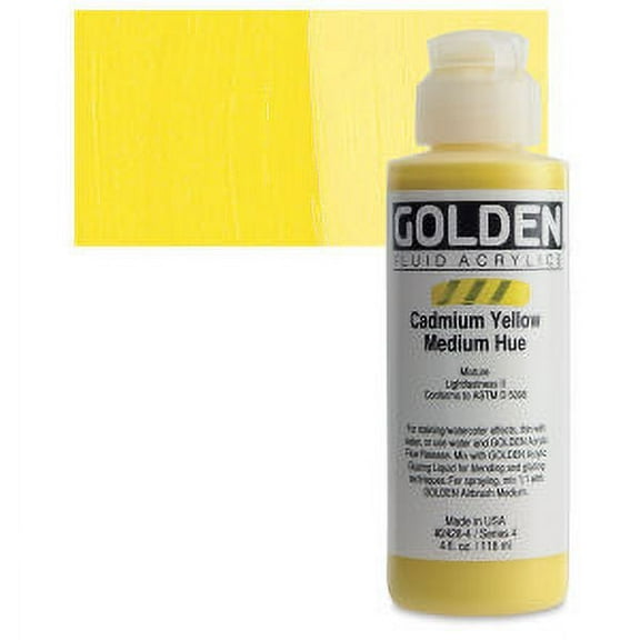 Golden Fluid Acrylic Paint, 4 oz, Cadmium Yellow Medium Hue
