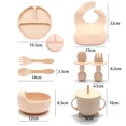 thumbnail image 4 of Juego de cuencos de alimentación de bebé de silicona resistente al calor, ocho piezas con ventosa, utensilios integrados para bebés y bebés, 4 of 5