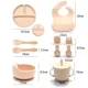 thumbnail image 4 of Juego de cuencos de alimentación de bebé de silicona resistente al calor, ocho piezas con ventosa, utensilios integrados para bebés y bebés, 4 of 5