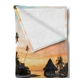 thumbnail image 2 of Tropical Soft Flannel Fleece Blanket, Tropical Sunset Moorea French Polynesia Reflection Resort Scenic Waterscape, Cozy Plush for Indoor and Outdoor Use, 50" x 60", Yellow Coral Blue, by Ambesonne, 2 of 5