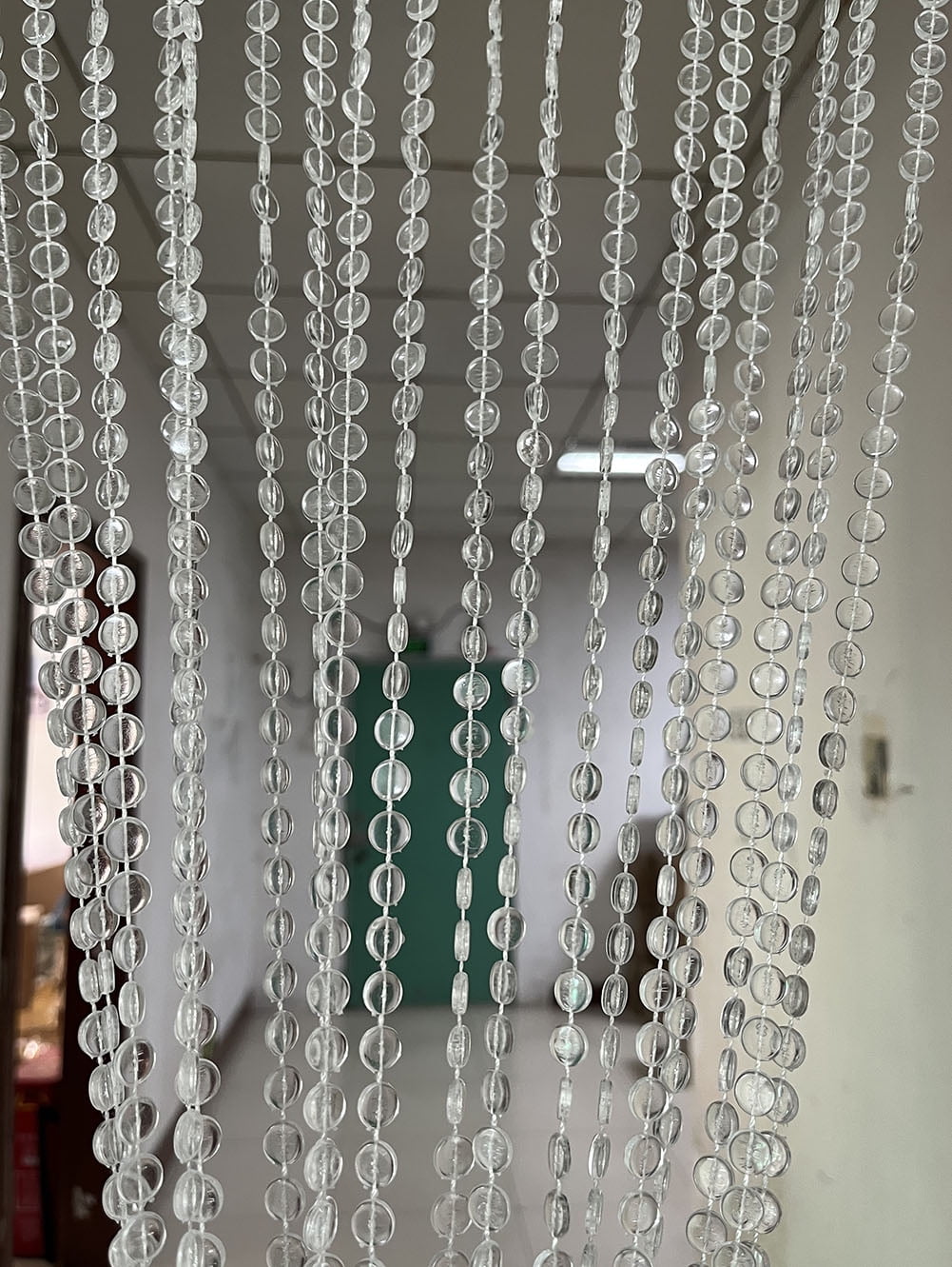 ZiDeTang 100% Acrylic Round Beaded Door Curtain for Doorway Sparkle Boho Hippie Room Divider Decor Fringe Tassel Window Fly Screen ( Clear, 39.3" x 76.7")