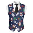 thumbnail image 5 of Yuyamidu Christmas Mens Vest Formal Waistcoat with Pocket Santa Claus Snowman V-Neck Suit Vests for Wedding Prom Party Casual Tuxedo Wear Size M, 5 of 7