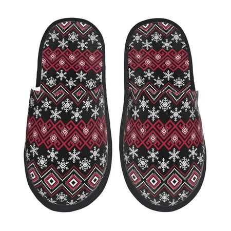 

Adobk red Minimalist Snowflake Print Slippers Indoor Outdoor Retro Slippers House Soft Fluffy Slides Cushion Furry Slippers-Large