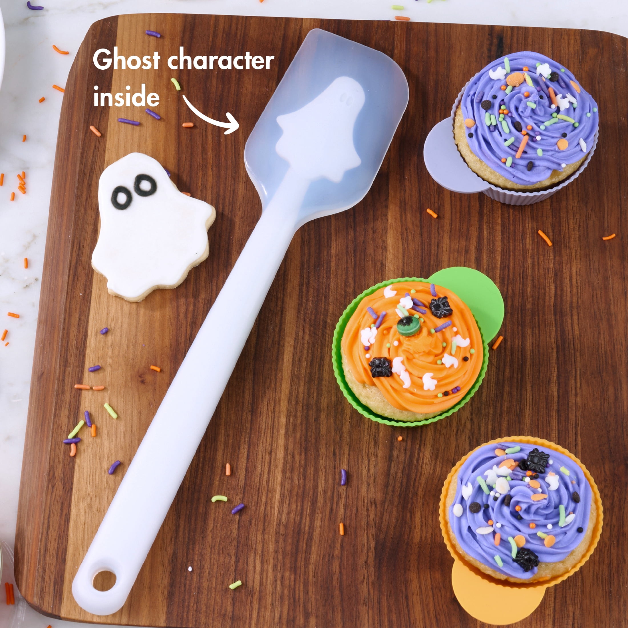 Way to Celebrate 12-Inch Silicone 3D Spatula with Ghost Design in White