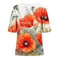 thumbnail image 3 of HaoXianJian Womens Shirt Short Sleeve Crew Neck Shirts Floral Print Top for Women 2025 Loose Fits T Shirt Summer Tee Shirts Going Out Top 3X 4X, 3 of 4