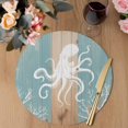 thumbnail image 3 of Coastal Octopus Round 13 Inch Placemats Set of 2, Summer Coral Ocean Vintage Wood HeatResistant Non Slip Place Mats for Dining Table, Wipeable Braided Kitchen Table Mats for Housewarming, 3 of 9