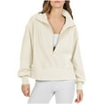 thumbnail image 1 of MeetoTime Sweat à Demi-Zip pour Femmes Automne Décontracté Épaule Tombante Manches Longues Pull, 1 of 5