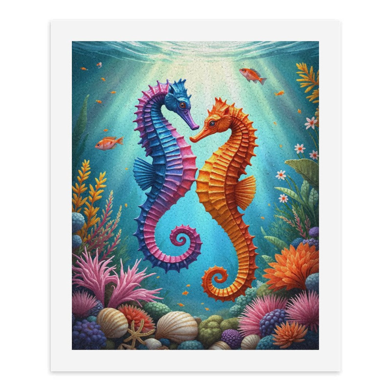 Paint by Numbers Kit for Adults, Colorful Seahorses Ocean Scene Paint by Numbers, Easy Paint by Numbers Kit for Adults Beginner, DIY Adult Paint by Number Kits on Canvas, Home Decor