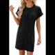 thumbnail image 3 of Vestido Camisero de Verano para Mujer, Informal, con Mangas , Cuello Redondo, Holgado, Minivestido Negro XXL, 3 of 10