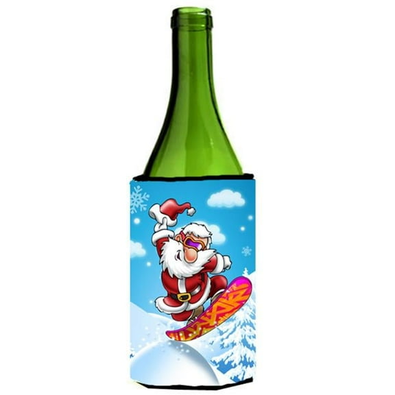 Christmas Santa Claus Snowboarding Wine Bottle Can cooler Hugger