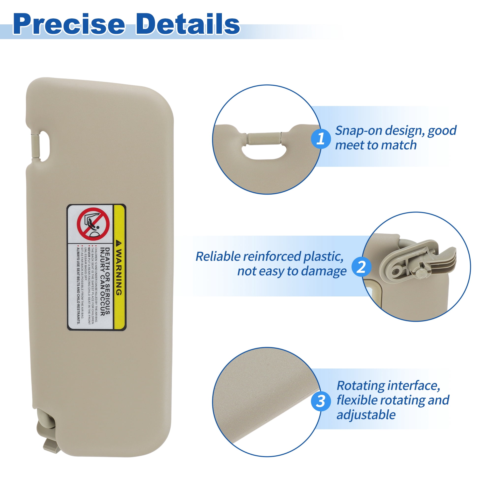 Unique Bargains Right Side Sun Visor Assembly for Hyundai Accent 1E 2011-2015 Beige