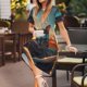 thumbnail image 3 of Easygdp Cool Cat Driving Sunset para Vestido Transpirable de Mujer, Vestido Suelto de Manga Corta con Pliegues y Bolsillos para el Verano, 3 of 6