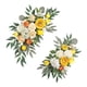thumbnail image 3 of 2 piezas de guirnalda de flores artificiales, fondo floral, peonía falsa, rústica, hecha a mano, de seda Amarillo blanco, 3 of 9