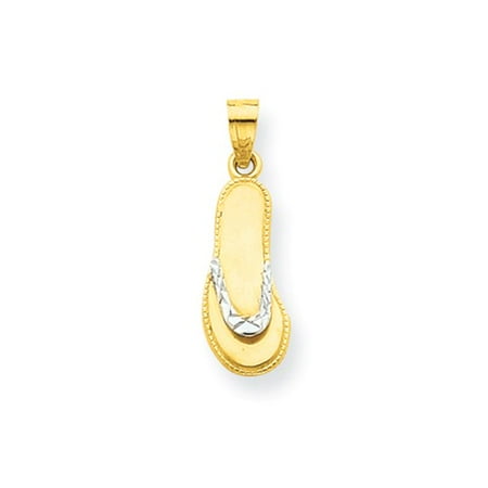 10K Yellow Gold & Rhodium Flip Flop Pendant