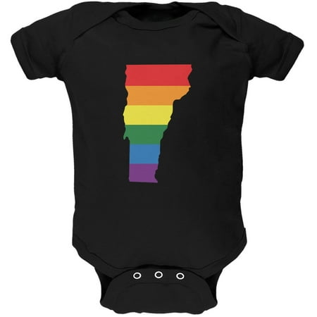 

Vermont LGBT Gay Pride Rainbow Black Soft Baby One Piece - 0-3 months