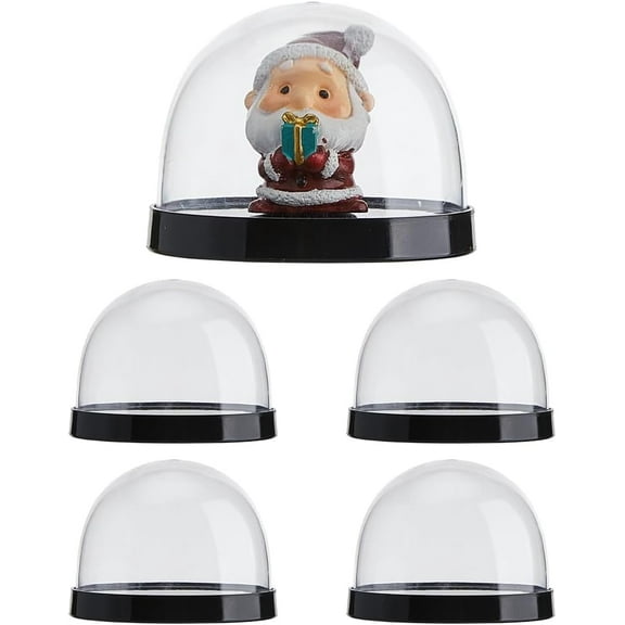 4PCS Glass Dome Cloche Display Case 2.28x3.07" Glass Cloche Bell Jar Display Dome with Black Base Round Glass Dome Cover for Flower Collectables Decorations Crafts Statue