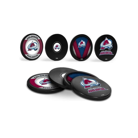 Avalanche Officially Licensed Drink Coasters 4 Pack Hockey Puck Design