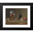 thumbnail image 2 of Johann Rudolff Feyerabend 18x15 Black Modern Framed Museum Art Print Titled - Still Life of Dominos, a Vase of Flowers, Bottles, Fruit and Other Objects, 2 of 5