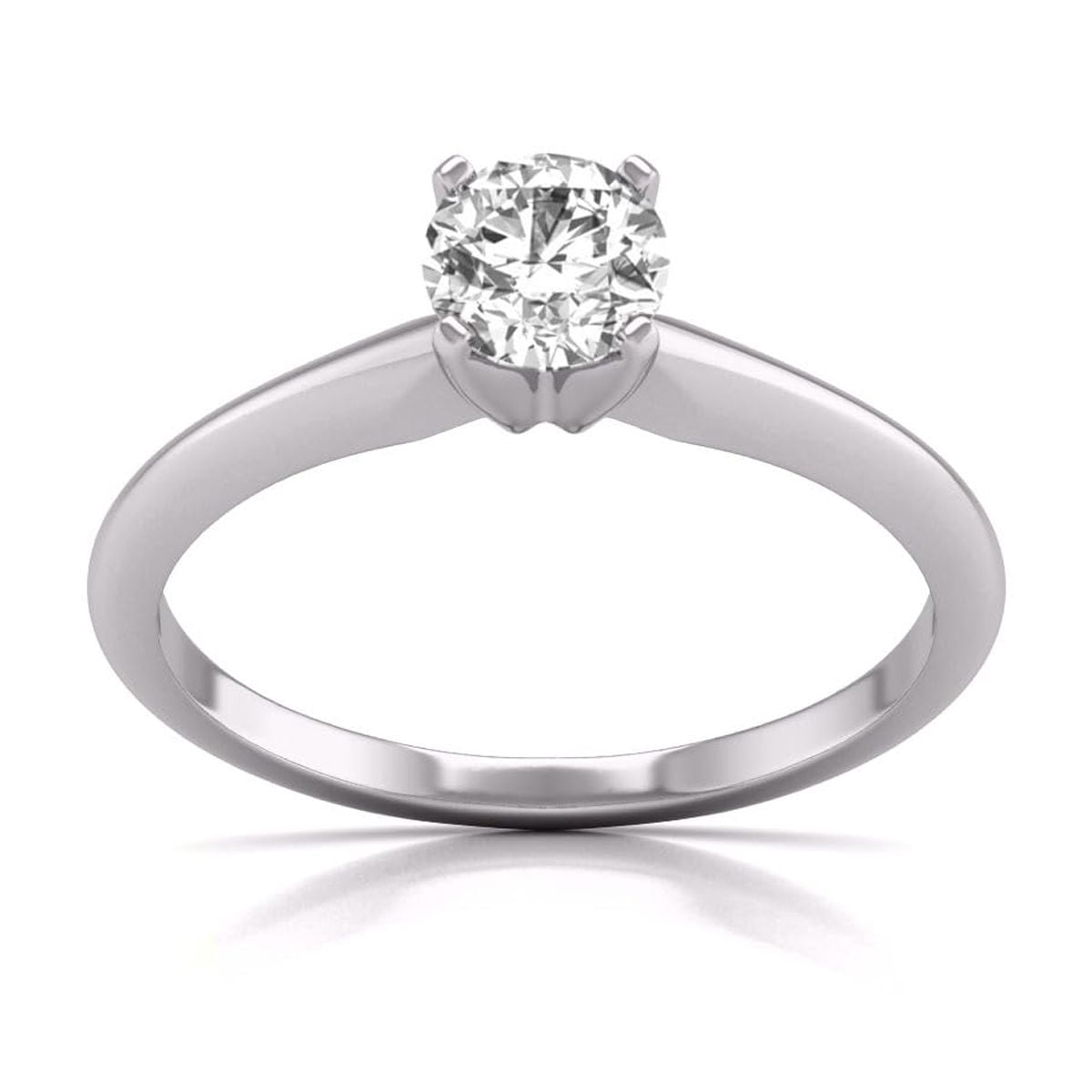 TimeLe$$ Classics 0.75 Carat Lab Grown 4 Prong Solitaire Round Cut Solitaire Diamond Engagement Ring For Women in 14K White Gold (Ring Size: 5)