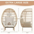 thumbnail image 2 of Wicker Egg Chair Oversized Indoor Outdoor Patio Lounger with 5 Cushions for Patio,Backyard,Living Room,Steel Frame,500 Lbs Capacity, 2 of 7