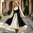 thumbnail image 6 of KLHDSF Women's's Medieval Renaissance Costume Cosplay Over Dress | 2 Pics Set,Long Flare Sleeve,Renaissance faire,Cosplay, Halloween Black M, 6 of 6