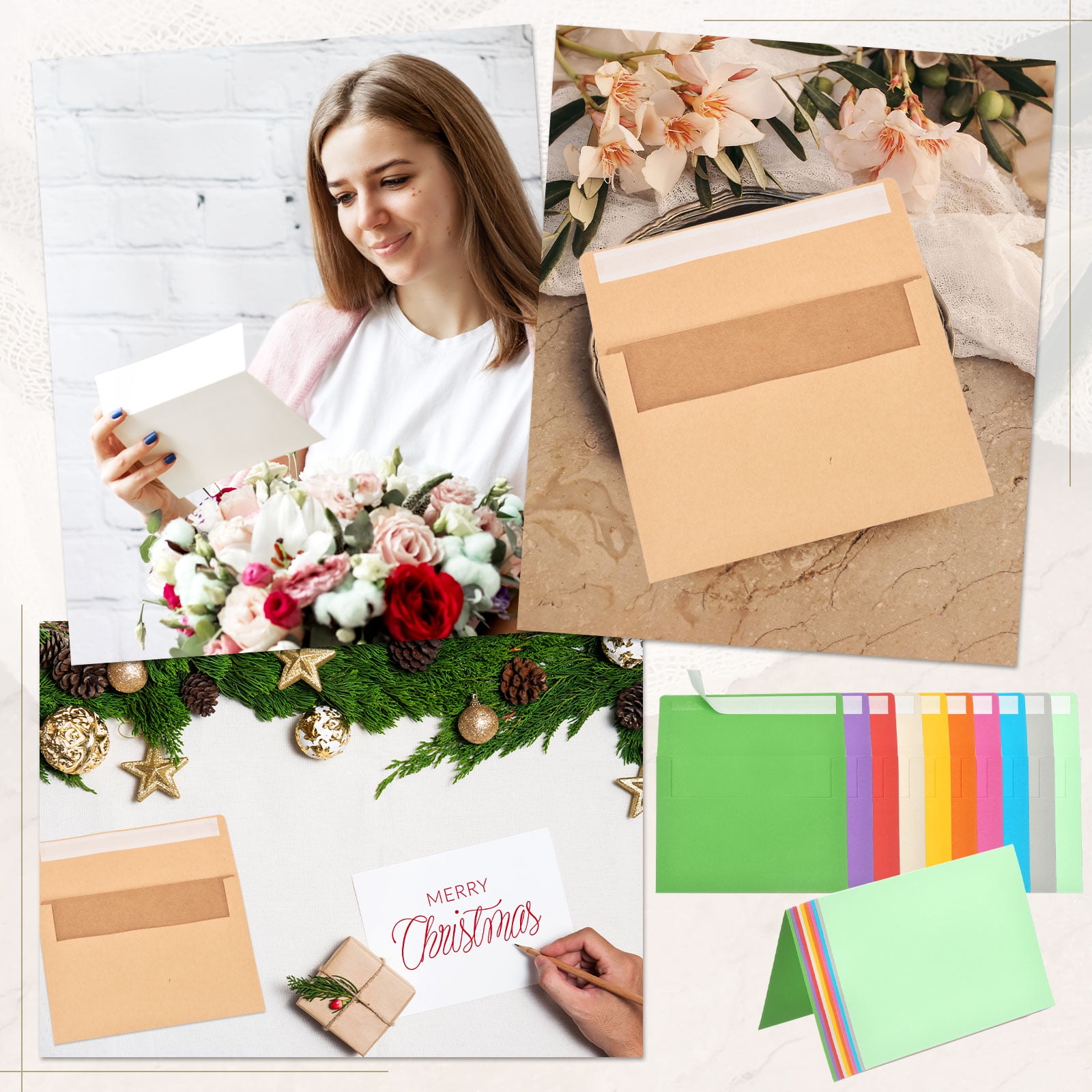 Uxcell 50 Pack Light Gray 4x6 Envelopes with Cards Self Seal A6 Envelopes for Greeting Cards and Invitations