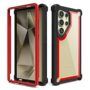 Dteck Case for Samsung Galaxy Note 20 Ultra,Shockproof Dual-Layer Protection Silicone+PC Case Heavy Duty Rugged Crystal Clear Back Cover for Samsung Galaxy Note 20 Ultra,Black+Red