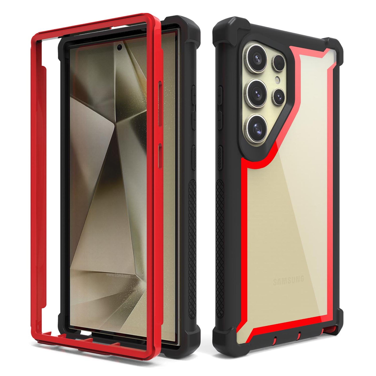 Dteck Case for Samsung Galaxy Note 20 Ultra,Shockproof Dual-Layer Protection Silicone+PC Case Heavy Duty Rugged Crystal Clear Back Cover for Samsung Galaxy Note 20 Ultra,Black+Red
