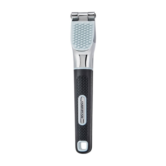Farberware Soft Grips Cast Zinc Self Cleaning Garlic Press Black with Slate Blue Accents