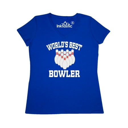 Bowling Team Gift Worlds Best Bowler Women's V-Neck