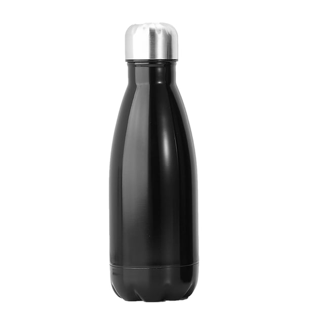 Botella de agua portátil Nikou acero inoxidable aislamiento al vacío 350 ml color negro