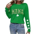 thumbnail image 4 of Uootdi St. Patrick's Day Sweatshirt for Women Irish Shamrock Round Neck Pullover Long Sleeve Shirts Leaf Clover Raglan Tops Gift, 4 of 5