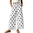 thumbnail image 2 of Tqcoqu Women's Polka Dot Wide Leg Pants,Drawstring Elastic Waist Lace Hem Casual Y2K Long Trousers with Side Pockets, 2 of 8