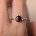thumbnail image 4 of Natural red garnet ring, oval cut, sterling silver, January birthstone, engagement ring for her, 4 of 4