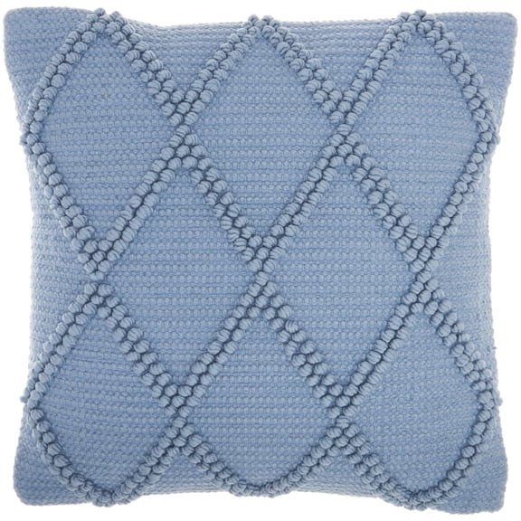 Soft Blue Textured Lattice Throw Pillow