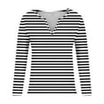 thumbnail image 4 of CLOISE Womens Tops Fall Fashion Striped Shirts V Neck Long Sleeve Blouses Casual Colorblock Basic Tees Flowy Outfits Black XL, 4 of 4
