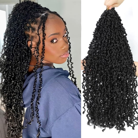 Boho Passion Twist Cheveux Crochet 20 Pouces - 8 Packs Noir Pré-Twist Mini Yanky Twist Bouclé Dreadlocks Sénégalais Extensions Pré-Enroulés Doux Tresses pour Femmes Synthétiques