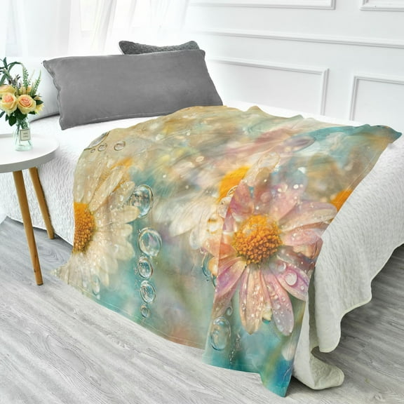 YAZAOO Travel Blanket Camping Blankets Fashion Flowers Water Bubbles Patten