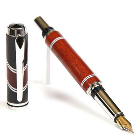 Baron Fountain Pen - Ebony & Bloodwood with Inlays