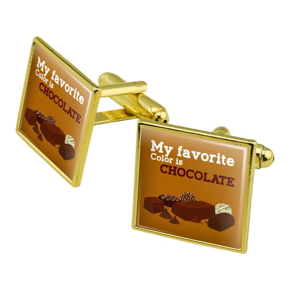 My Favorite Color Is Chocolate Square Cufflink Set - Silver or Gold