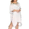 thumbnail image 3 of SWSMCLT Women's Plus Size Swim Cover Up Dress Tassel Crochet Swimsuit Bikini Coverup Backless Hollow Out swimwear Slit Asymmetric Hem Side Split Bathing Suit Tie Open Back White X-Large, 3 of 5
