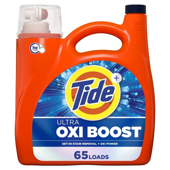 Tide Ultra Oxi Boost Liquid Laundry Detergent, Advanced Stain Remover, 92 fl oz, 65 Loads
