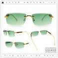 thumbnail image 2 of Luxury Beveled Lens Rich Art Retro Rimless Gangster Narrow Rectangle Sunglasses Gold - Green, 2 of 8