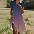 thumbnail image 2 of Liquidation d'Été 2025! Robe Grande Taille pour Femmes, Liquidation d'Été pour Femmes, Mode Femmes Robe Dégradée Col en V Manches Courtes Ample et Confortable, 2 of 5