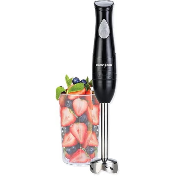 EUROSTAR EH440B 2-Speed Hand Blender with Stainless Steel Detachable Shaft, Black